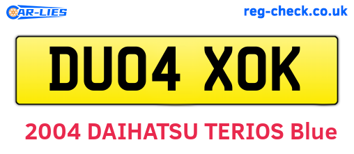 DU04XOK are the vehicle registration plates.