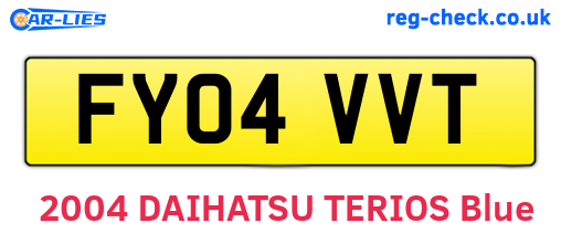 FY04VVT are the vehicle registration plates.