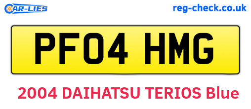 PF04HMG are the vehicle registration plates.