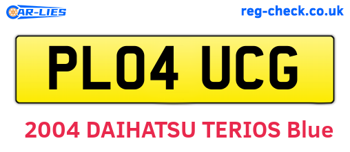 PL04UCG are the vehicle registration plates.
