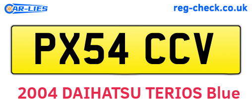 PX54CCV are the vehicle registration plates.