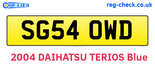 SG54OWD are the vehicle registration plates.