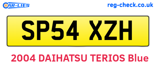 SP54XZH are the vehicle registration plates.
