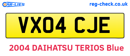 VX04CJE are the vehicle registration plates.