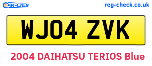 WJ04ZVK are the vehicle registration plates.