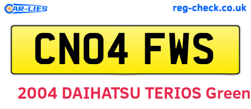 CN04FWS are the vehicle registration plates.
