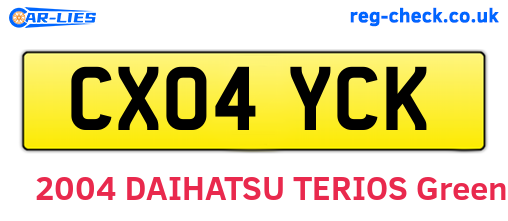 CX04YCK are the vehicle registration plates.