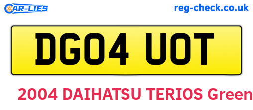 DG04UOT are the vehicle registration plates.