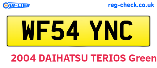 WF54YNC are the vehicle registration plates.