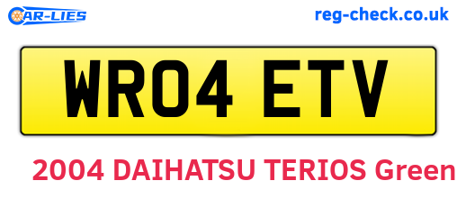 WR04ETV are the vehicle registration plates.
