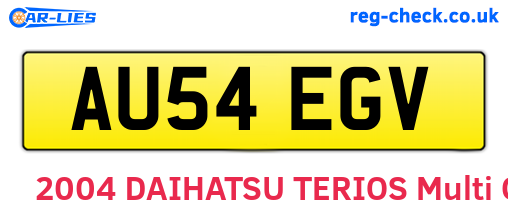 AU54EGV are the vehicle registration plates.