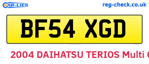 BF54XGD are the vehicle registration plates.