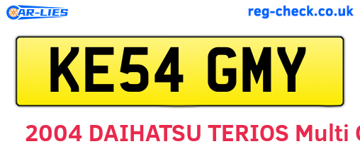 KE54GMY are the vehicle registration plates.