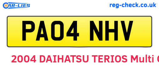 PA04NHV are the vehicle registration plates.