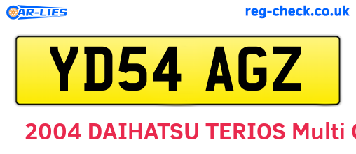 YD54AGZ are the vehicle registration plates.