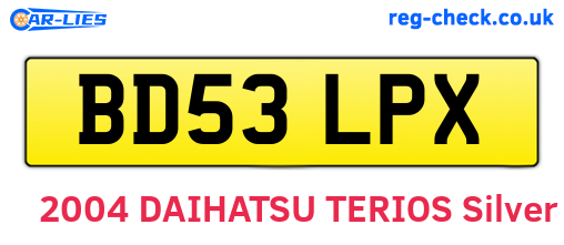 BD53LPX are the vehicle registration plates.