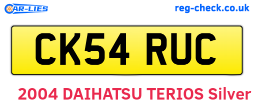 CK54RUC are the vehicle registration plates.