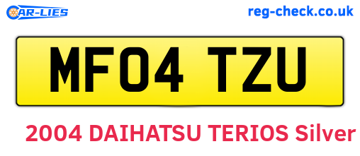 MF04TZU are the vehicle registration plates.