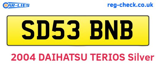 SD53BNB are the vehicle registration plates.