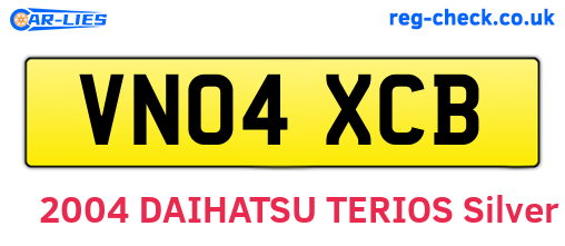 VN04XCB are the vehicle registration plates.