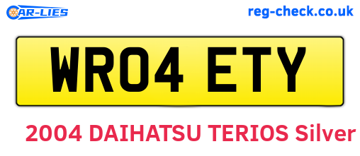WR04ETY are the vehicle registration plates.