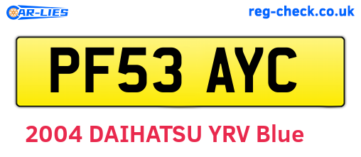PF53AYC are the vehicle registration plates.
