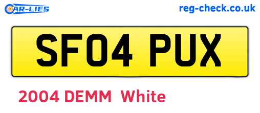 SF04PUX are the vehicle registration plates.