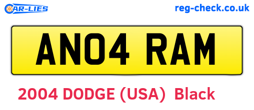 AN04RAM are the vehicle registration plates.