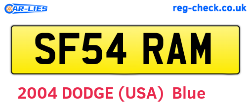 SF54RAM are the vehicle registration plates.