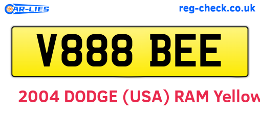 V888BEE are the vehicle registration plates.