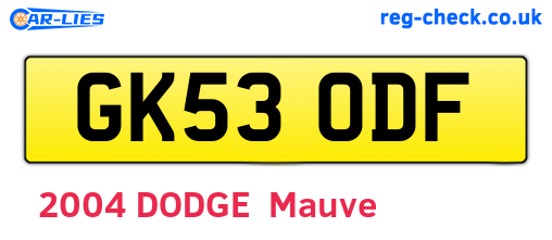 GK53ODF are the vehicle registration plates.