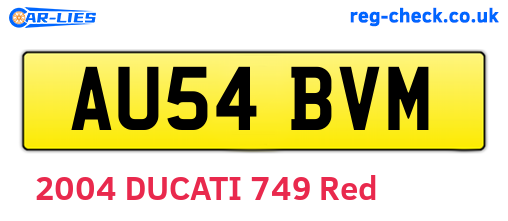 AU54BVM are the vehicle registration plates.