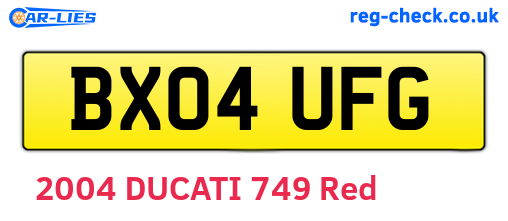 BX04UFG are the vehicle registration plates.