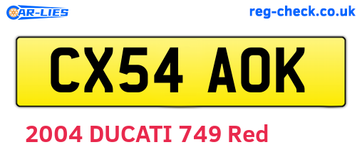 CX54AOK are the vehicle registration plates.