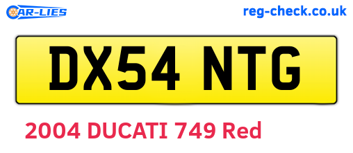 DX54NTG are the vehicle registration plates.