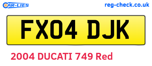 FX04DJK are the vehicle registration plates.