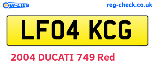 LF04KCG are the vehicle registration plates.
