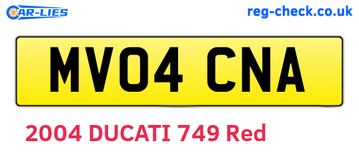 MV04CNA are the vehicle registration plates.