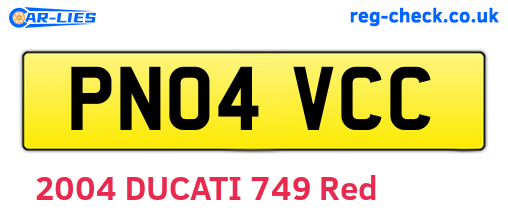 PN04VCC are the vehicle registration plates.