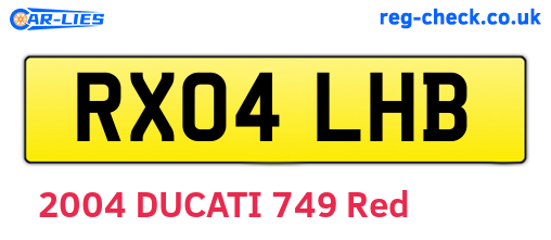 RX04LHB are the vehicle registration plates.