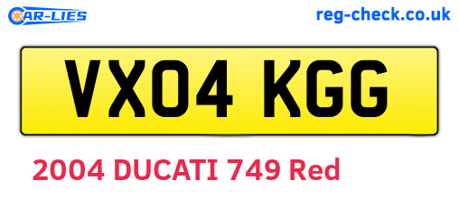 VX04KGG are the vehicle registration plates.