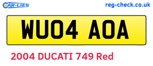 WU04AOA are the vehicle registration plates.