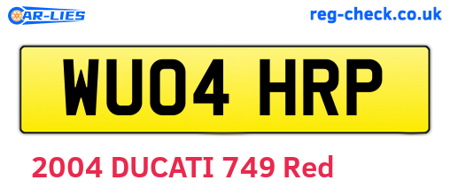 WU04HRP are the vehicle registration plates.