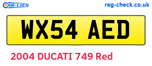 WX54AED are the vehicle registration plates.