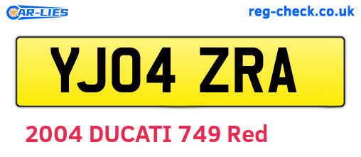 YJ04ZRA are the vehicle registration plates.