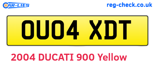 OU04XDT are the vehicle registration plates.