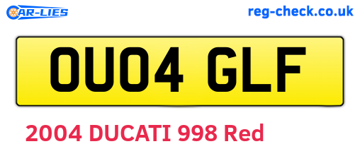 OU04GLF are the vehicle registration plates.