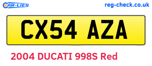CX54AZA are the vehicle registration plates.