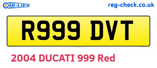 R999DVT are the vehicle registration plates.
