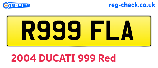 R999FLA are the vehicle registration plates.